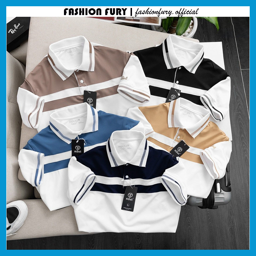 Áo polo nam hoạ tiết phối màu trẻ trung, Áo thun nam chất vải cotton co giãn mềm mịn - Fashion Fury