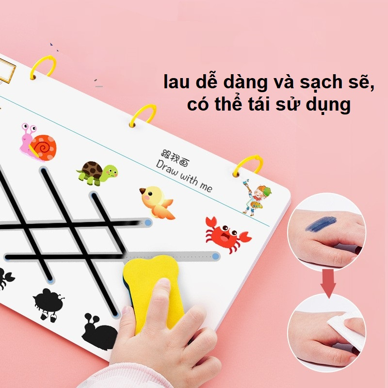 Bộ tập tô vẽ 36 chi tiết xóa được cho bé tập tô vẽ thông minh