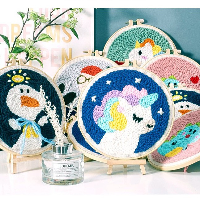 Bộ Thêu Len Xù Động Vật Dễ Thương - Punch Needle - Có video hướng dẫn, có hình ảnh thật