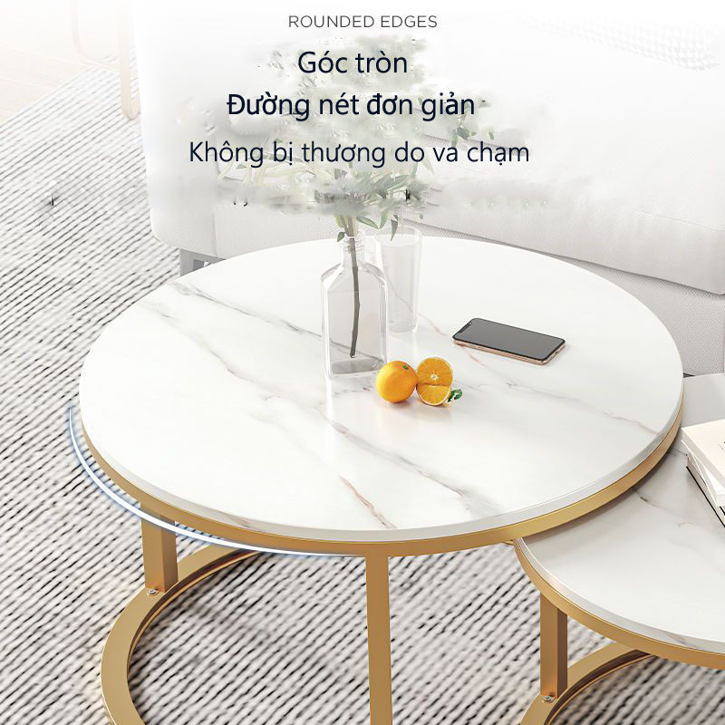 Bàn trà co giãn tròn kết hợp bàn làm việc bắc Âu trong phòng khách gia đình