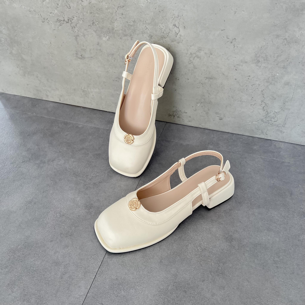 Giày búp bê nữ- C74 - GOBE - Màu nâu kem xanh