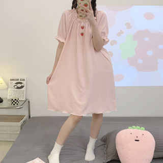 Hàng sẵn_đầm ngủ mặc nhà cổ tròn mặc hai kiểu cotton lanh xốp moen54