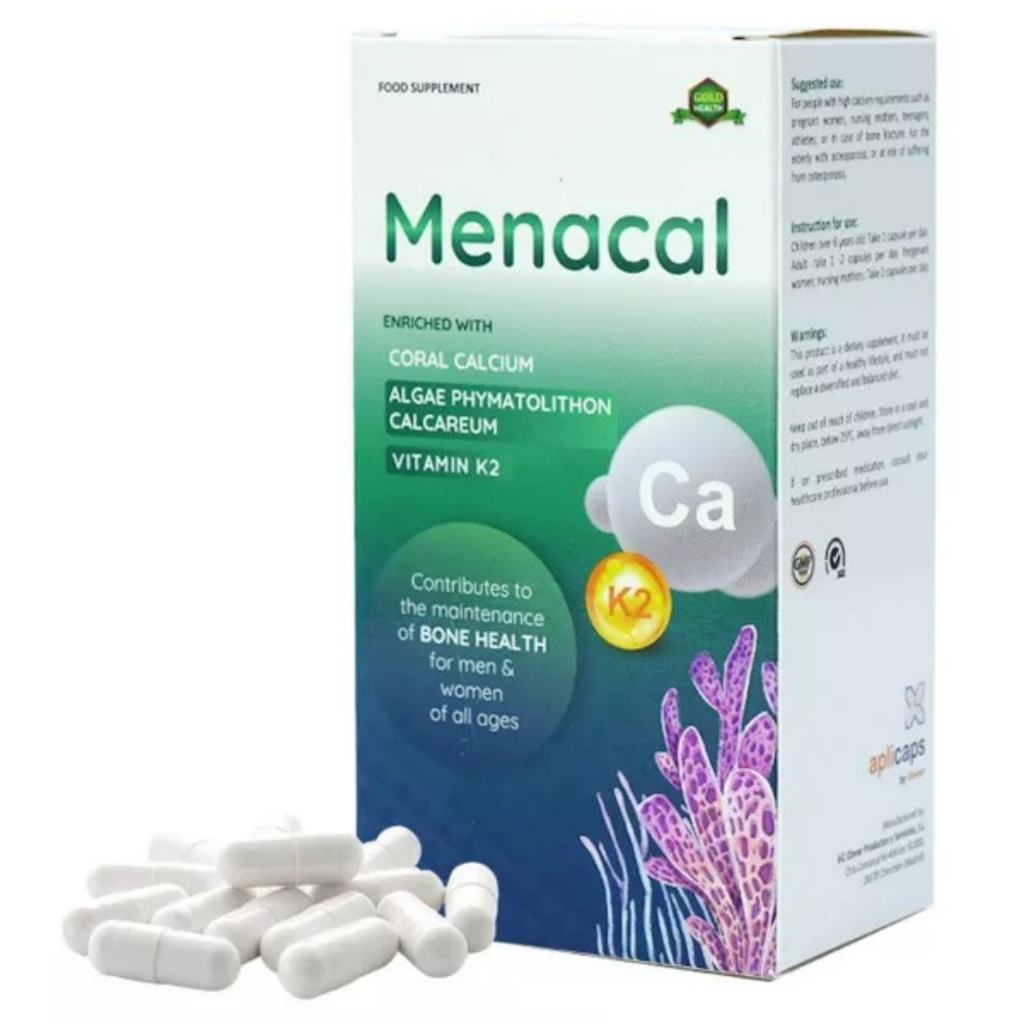 Menacal, Canxi bà bầu, Vitamin d3k2, DHA, Giúp bổ sung các loại vitamin, canxi từ tảo biển cho bà bầu ( hộp 60 viên )