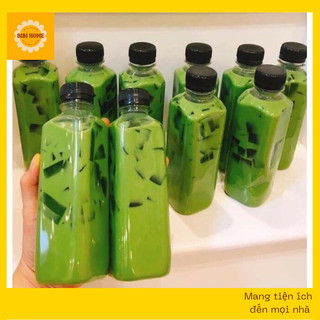 Chai nhựa PET vuông 350ml đựng trà sữa, nước ép đồ uống, chai nhựa vuông đựng đồ uống giải khát