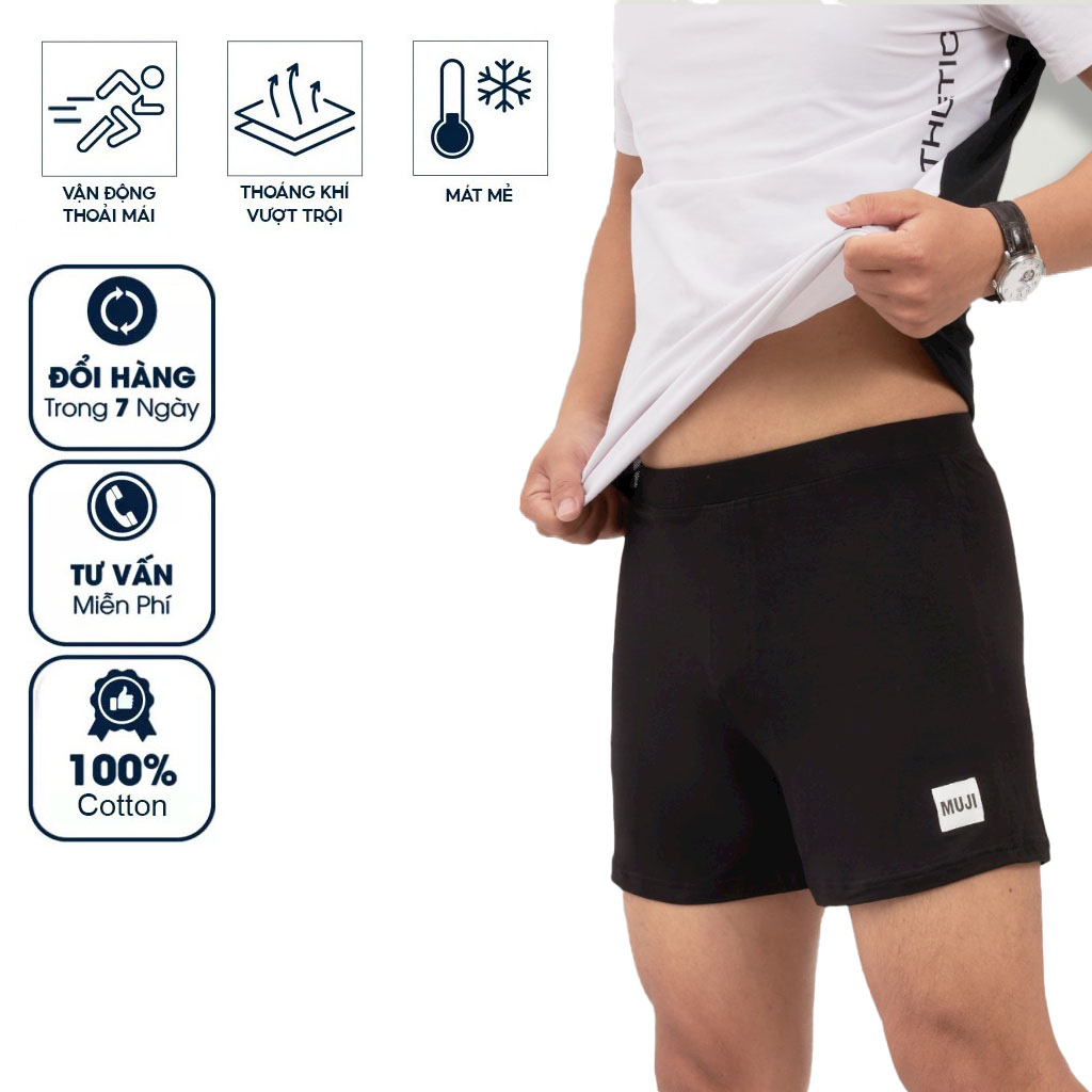 Quần đùi nam cotton mặc nhà hàng VNXK Vinstore 1MJ, quần đùi ngủ chất cotton 100% co giãn, siêu mềm, siêu thoáng mát