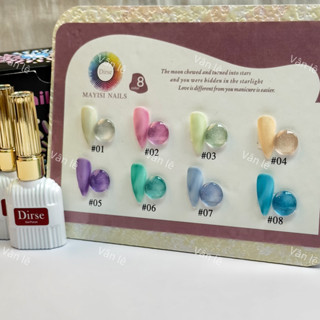sơn gel set mắt mèo xanh kim cương Dirse 8 màu
