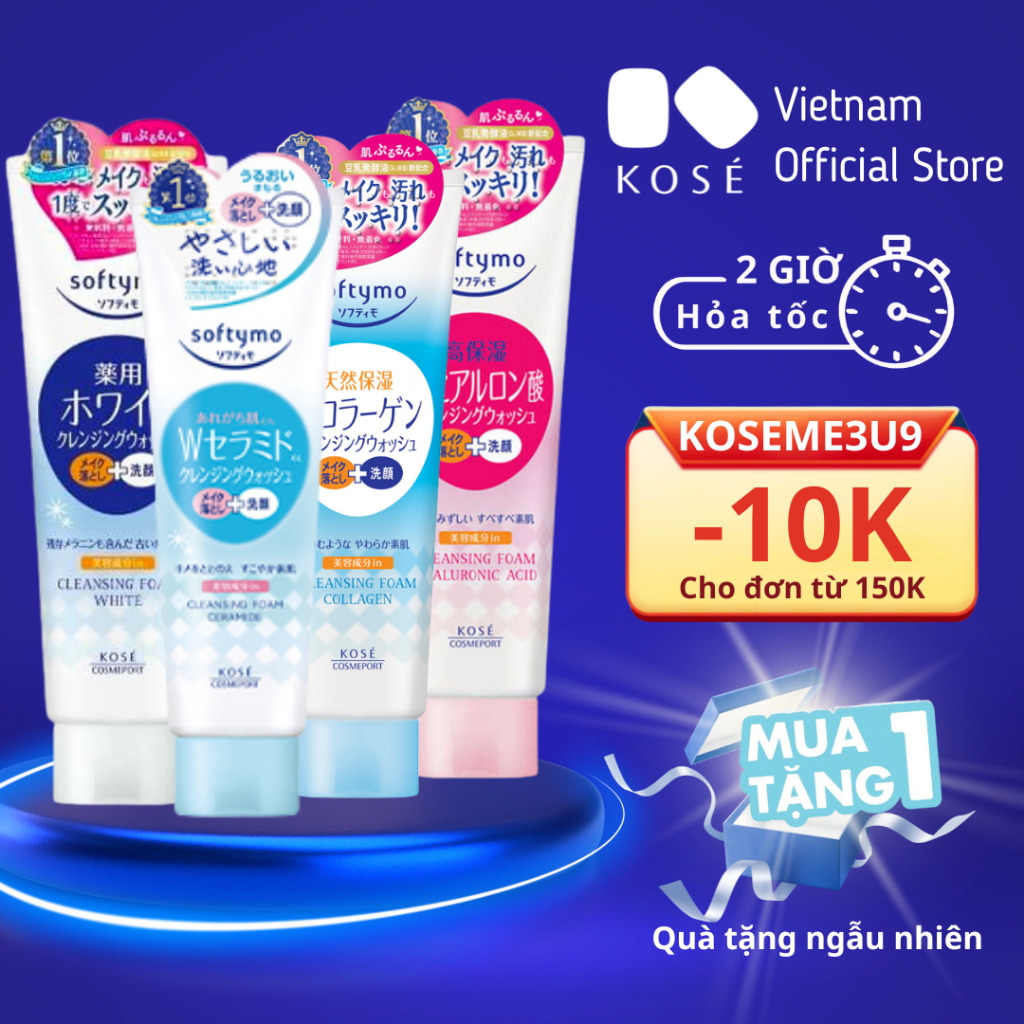 Sữa Rửa Mặt Tẩy Trang Dưỡng Ẩm Kose Softymo Cleansing Foam Tuýp 190g Tuýp 60g