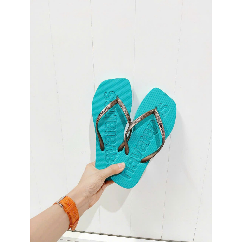 Dép kẹp hava mũi vuông quai nâu