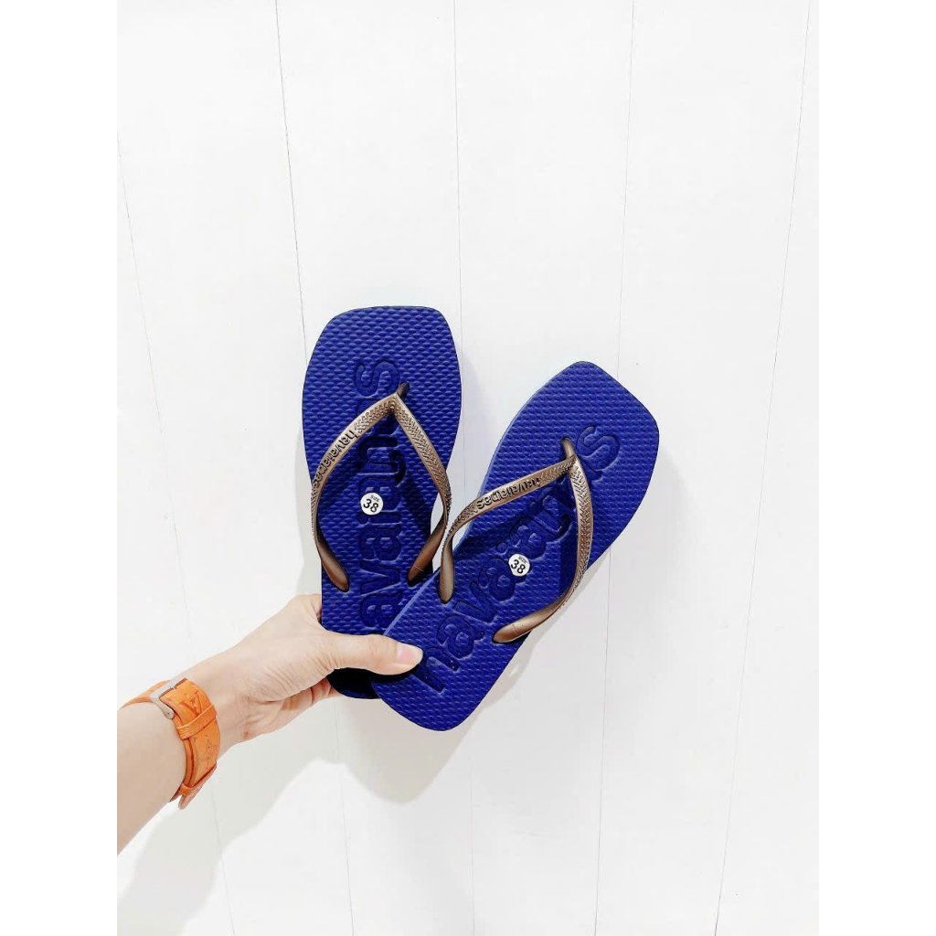 Dép kẹp hava mũi vuông quai nâu