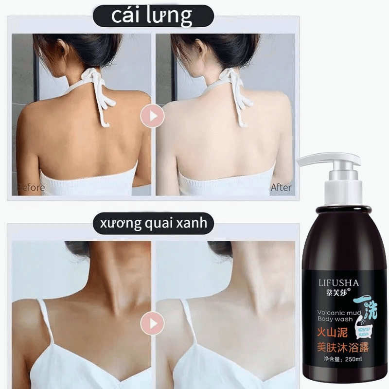 ⚡WEBONE⚡Sữa Tắm Trắng Da Volcanic Mud Shower Gel 250Ml Tẩy Tế Bào Chết Làm Trắng Da Dưỡng Ẩm Toàn Thân Nhanh Chóng
