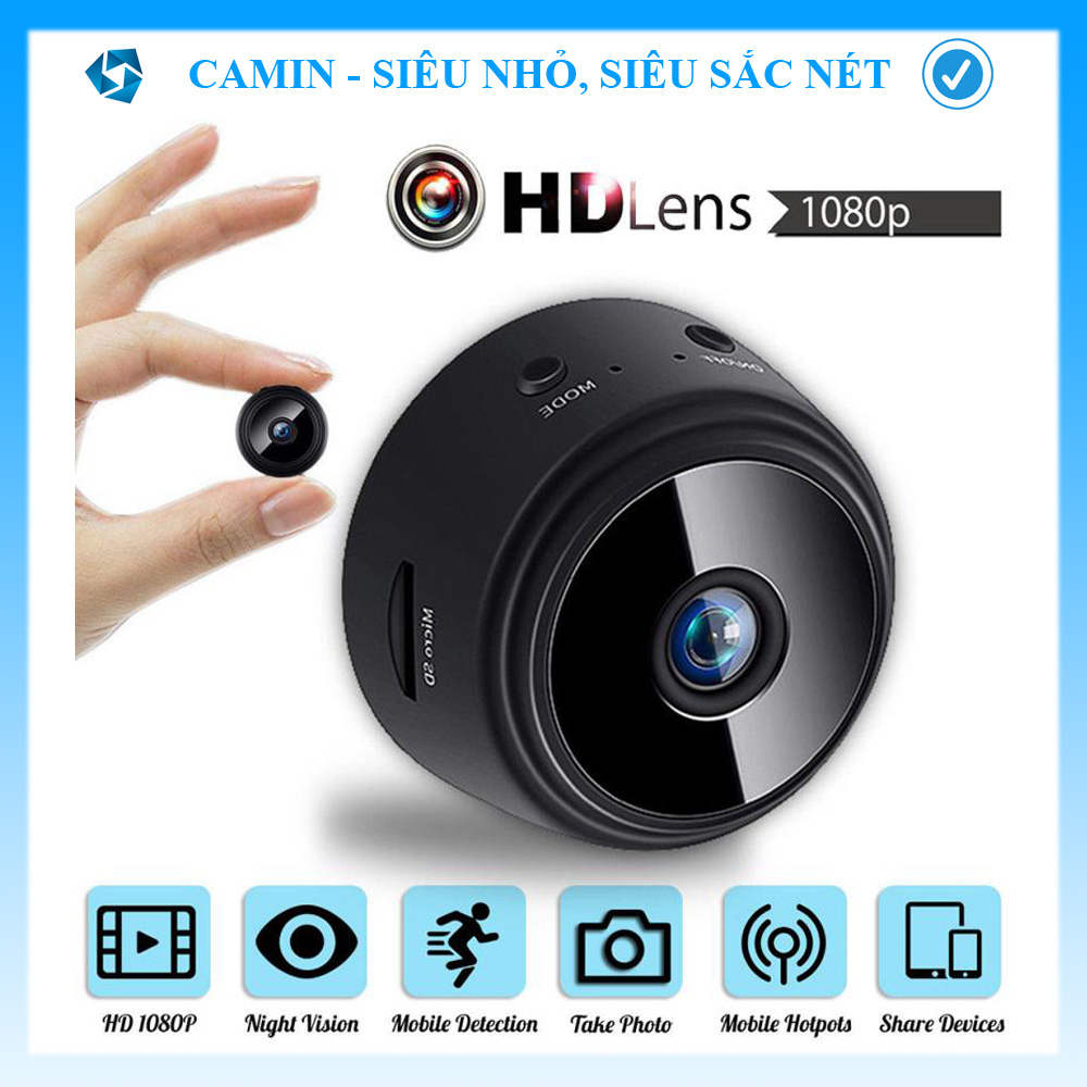 Camera mini A8 kết nối với điện thoại từ xa bất cứ đâu, có pin 30 phút, không dây bảo hành 12 tháng