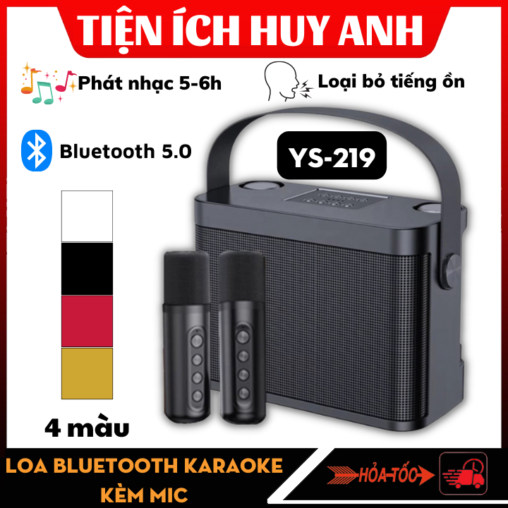 Loa Karaoke Bluetooth YS-219 Kèm 2 Micro - Phiên Bản Mới Nhất, Âm Thanh Sống Động, Thiết Kế Cực Đẹp, Bass Cực Căng