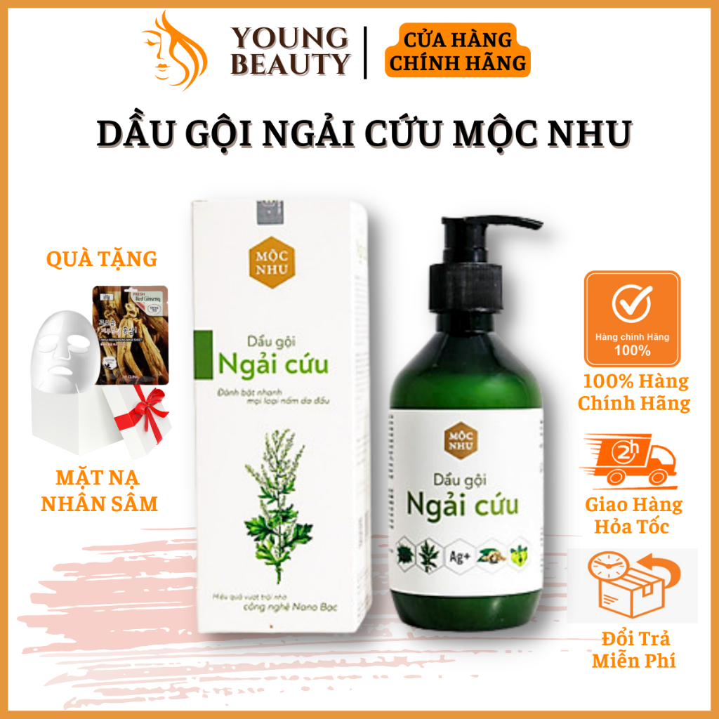 Dầu gội ngải cứu Mộc Nhu - Dầu gội Mộc Nhu thảo dược giảm gàu, ngứa, nấm da đầu 300ml - YOUNG BEAUTY