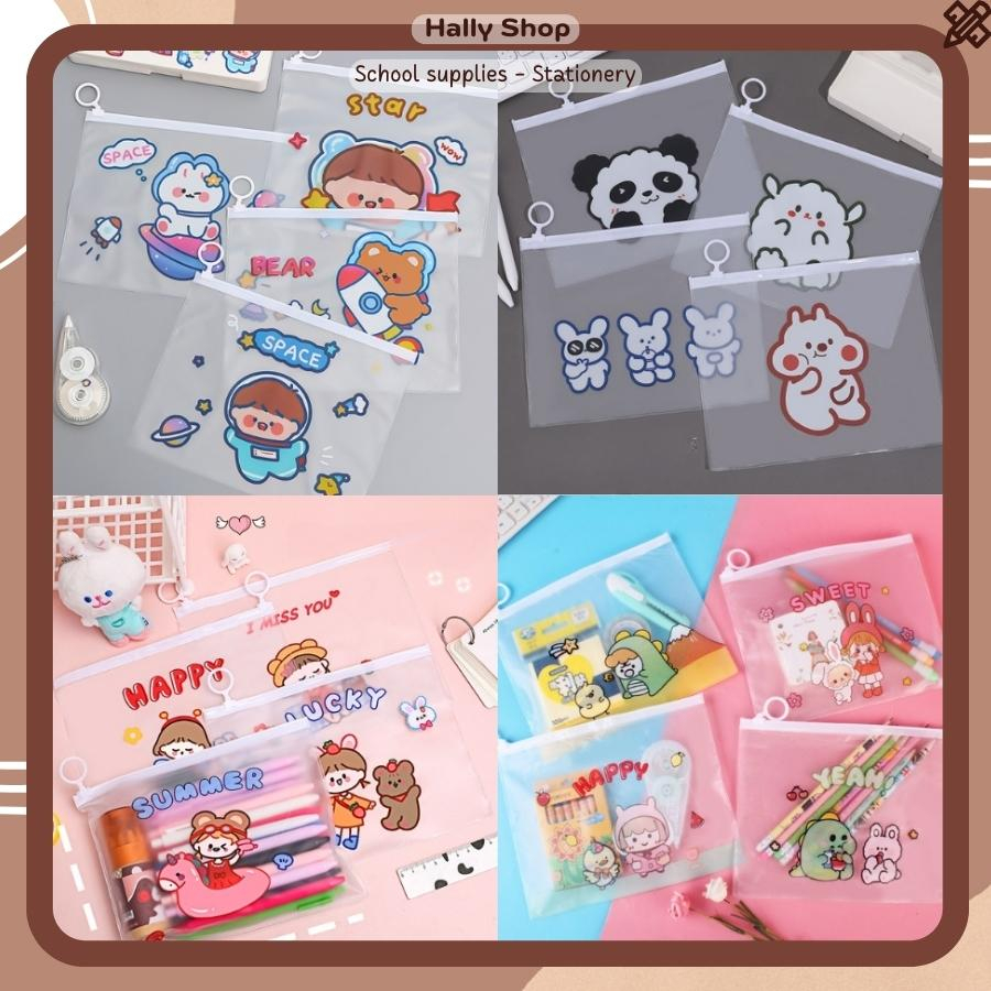 Túi đựng bút trong suốt đa năng tiện lợi rộng rãi dễ thương dành cho học sinh sinh viên - Hally shop