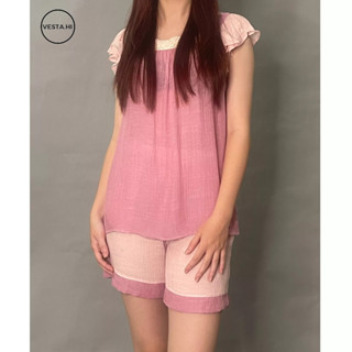 Bộ mặc nhà cánh tiên chất đũi tơ mát lạnh mùa hè