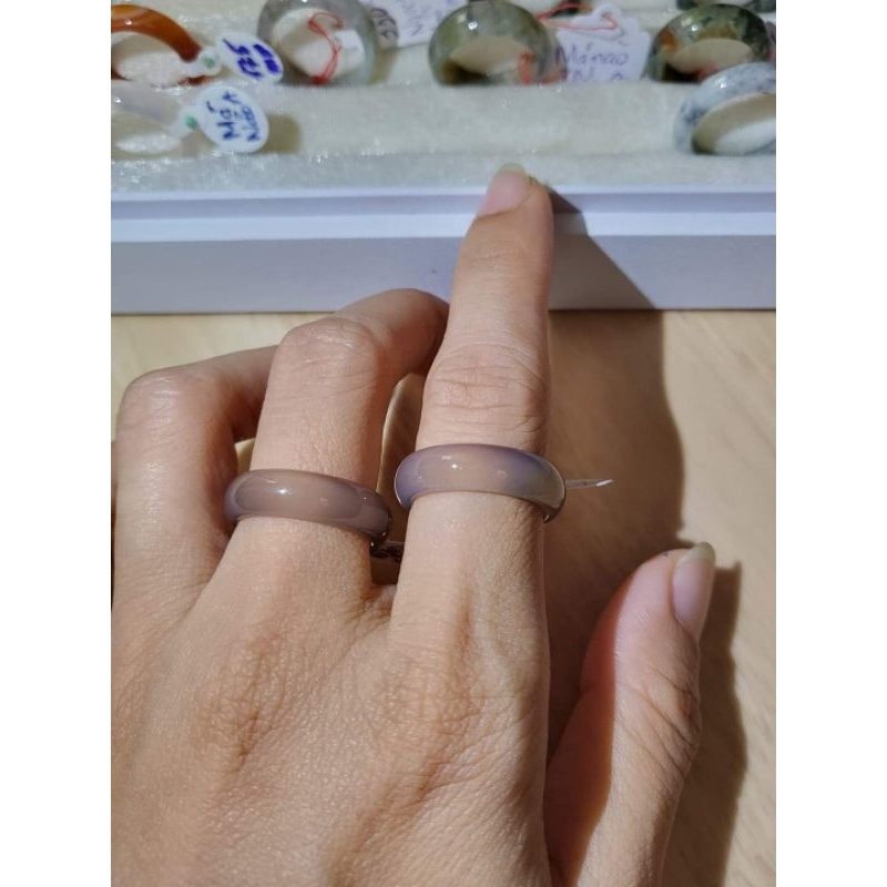 Nhẫn Agate - Mã não xám, trong đẹp