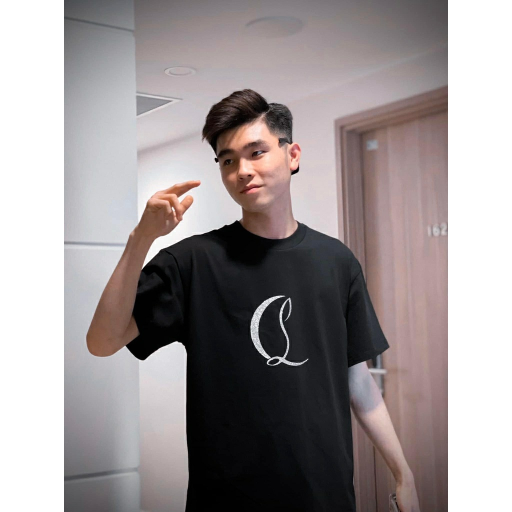 Áo thun LC phối in kim tuyến ngang tay chất liệu cotton siêu đẹp, Áo Phông Unisex Nam Nữ