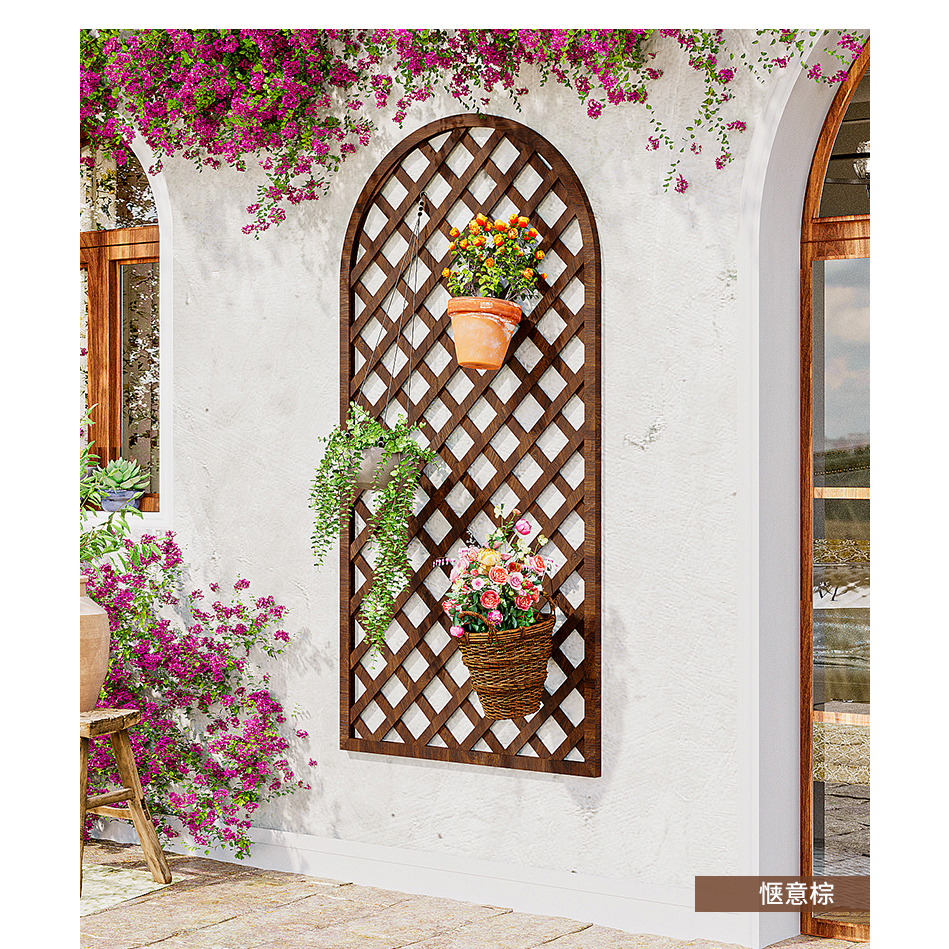 Kệ cây cảnh ngoài trời làm hàng rào sân vườn, mẫu hàng rào sân vườn trang trí quán cafe hottrend gỗ nhựa 2023