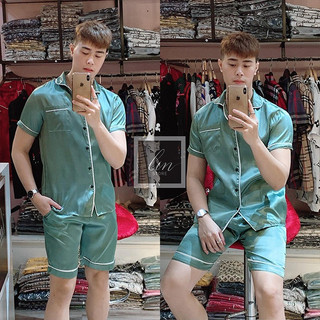 Bộ Ngủ Lụa Pijama Nam Màu Trơn Chất Lụa Satin Cực Đẹp