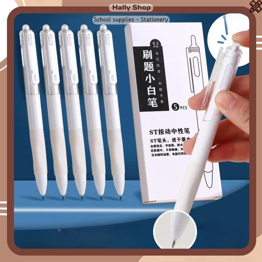 Bút bi gel bấm ngòi 0.5mm cao cấp mực đều nét chữ đẹp - Hally shop