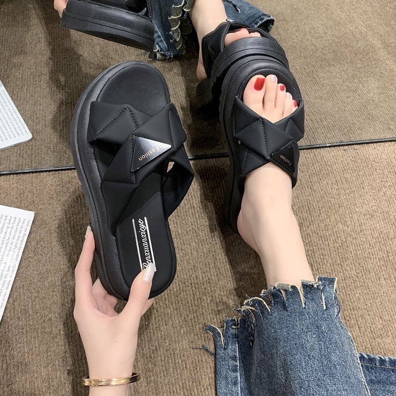 Dép Lê Quai Chéo, dép ulzzang quai chéo, dép quai ngang nữ đế cao hàng Quảng Châu | BigBuy360 - bigbuy360.vn