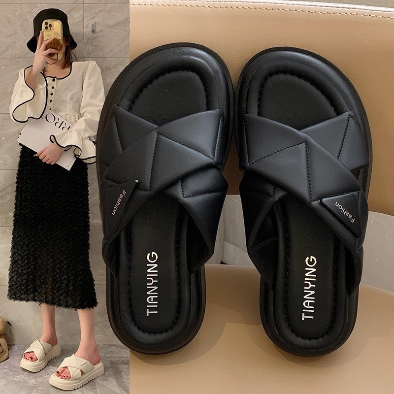 Dép Lê Quai Chéo, dép ulzzang quai chéo, dép quai ngang nữ đế cao hàng Quảng Châu | BigBuy360 - bigbuy360.vn