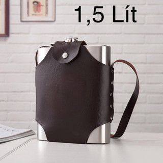 Bình tông inox 304 dung tích 1,5Lit , bình tông đựng nước hàng dày 0.6mm có bao đựng như hình, kho lào cai