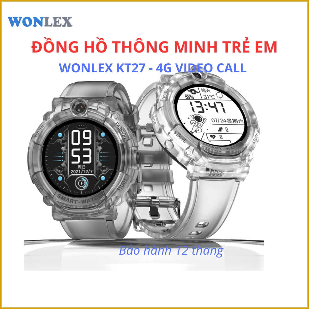 Đồng Hồ Trẻ Em Nam Nữ Thông Minh Định Vị Chống Nước Lắp SIM Nghe Gọi Giá Rẻ Wonlex KT27