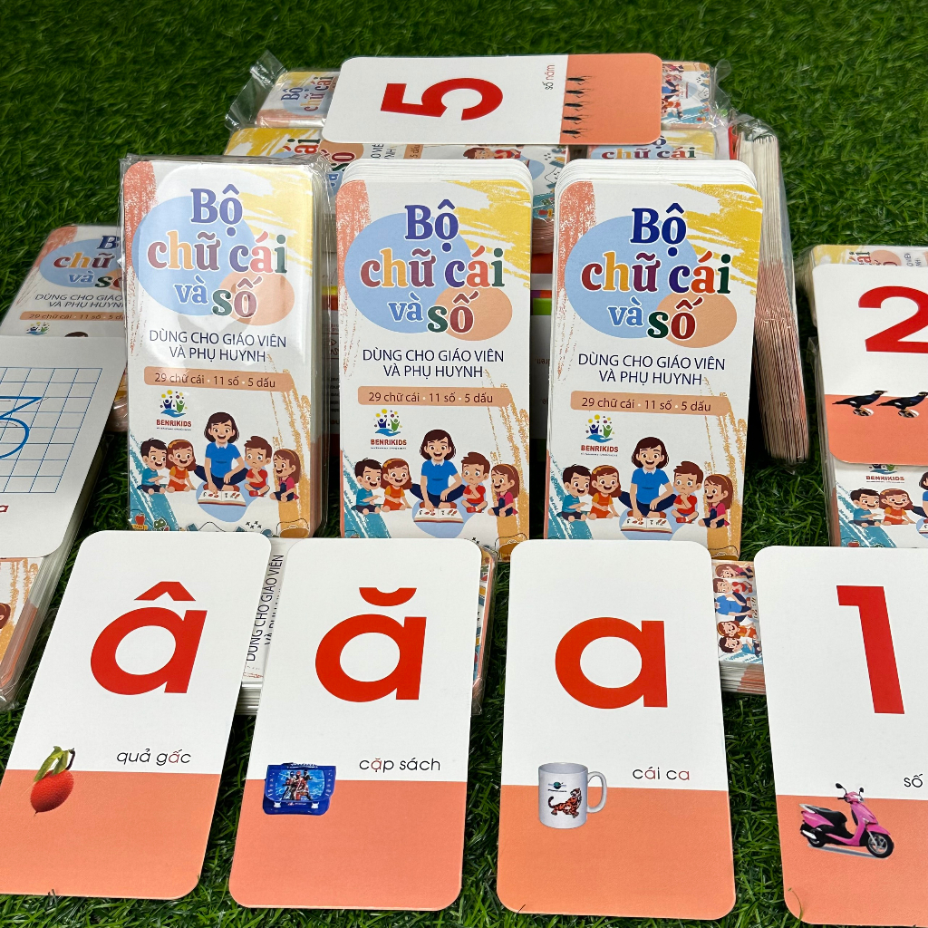 Bộ 42 Thẻ Học Benrikids Giúp Bé Học Chữ Cái, Dấu Và Số Đếm Cho Bé