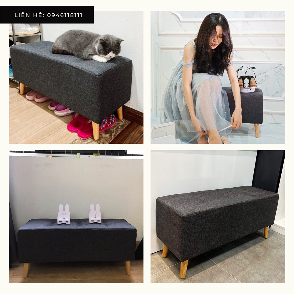 Ghế Sofa Giá Tốt, Ghế Đôn Bàn Trang Điểm MÀU XÁM 60x30x35CM  - Bọc Mút Dày Dặn - HOÀN TIỀN 100% NẾU KHÁCH KHÔNG HÀI LÒNG | BigBuy360 - bigbuy360.vn