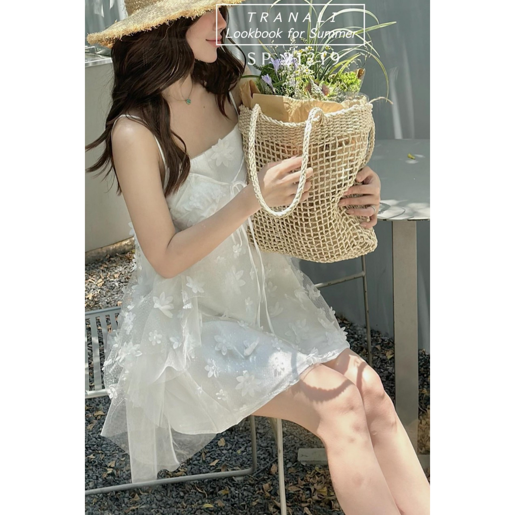 Đầm BabyDoll Thiết Kế 2 Dây, Váy Maxi Tiểu Thư Đi Biển Chất Ren Bướm Thiết Kế Đi Chơi Đi Tiệc Siêu Sang Chảnh