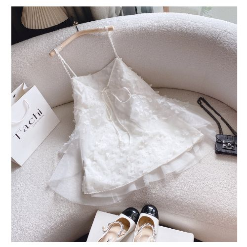 Đầm BabyDoll Thiết Kế 2 Dây, Váy Maxi Tiểu Thư Đi Biển Chất Ren Bướm Thiết Kế Đi Chơi Đi Tiệc Siêu Sang Chảnh