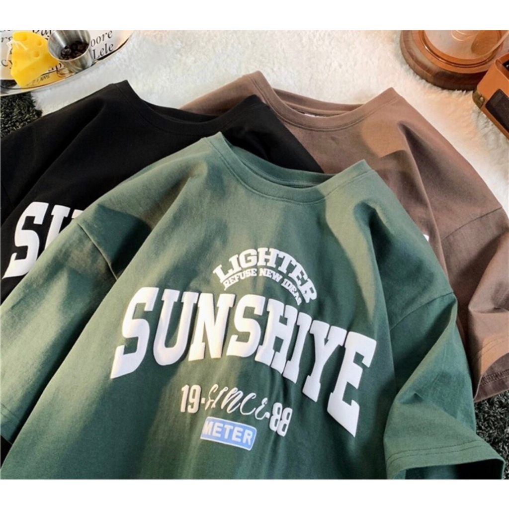 Áo Phông Form Rộng LIGHTER SUNSHIYE Áo Thun Tay Lỡ Nam Nữ Form Rộng Unisex chất Cotton In Chữ nổi