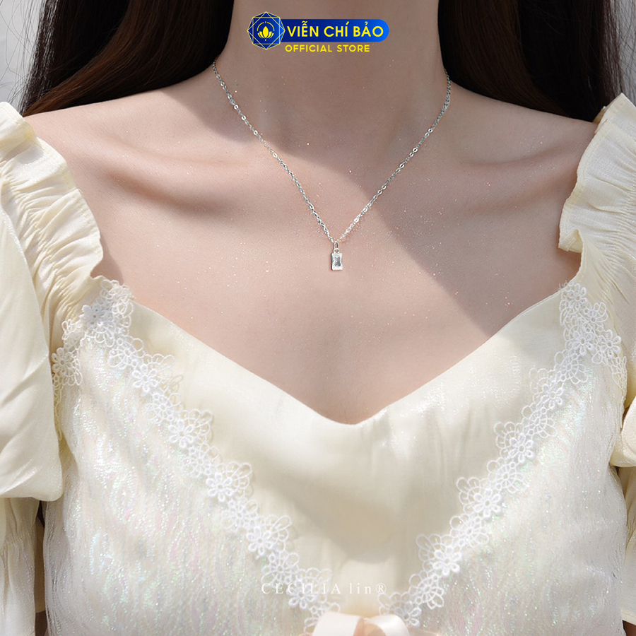 Day chuyền bạc nữ mặt đá trắng chất liệu bạc 925 thời trang phụ kiện trang sức Viễn Chí Bảo D400884