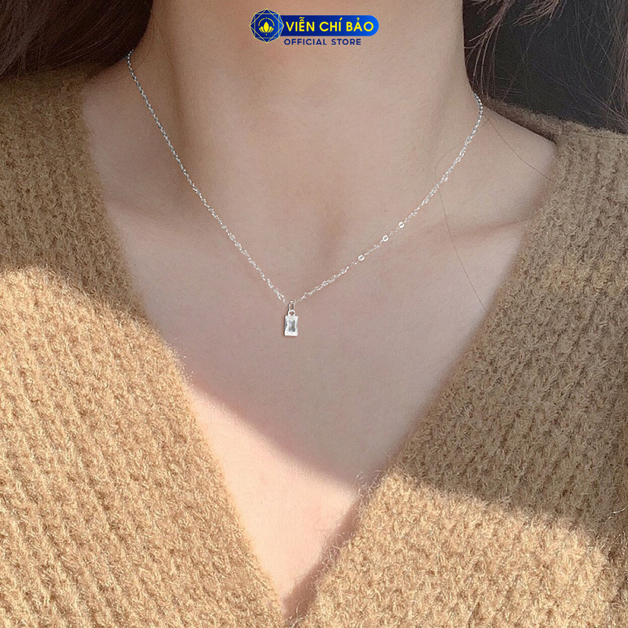 Day chuyền bạc nữ mặt đá trắng chất liệu bạc 925 thời trang phụ kiện trang sức Viễn Chí Bảo D400884