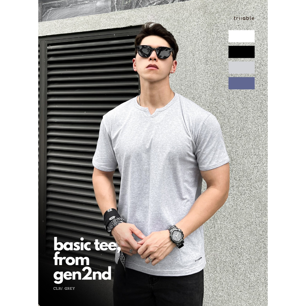 Áo T-shirt Trơn Regular Fit Cổ Chữ V triiable | Áo phông Nam Basic, Unisex streetwear