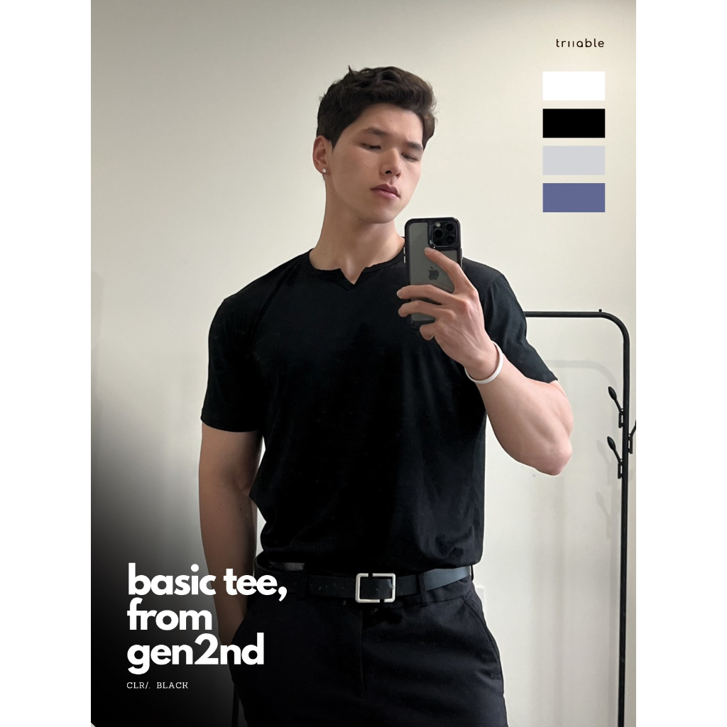 Áo thun trơn cổ chữ V triiable + Quà tặng | Áo phông Nam Basic Regular fit, Unisex T-shirt streetwear
