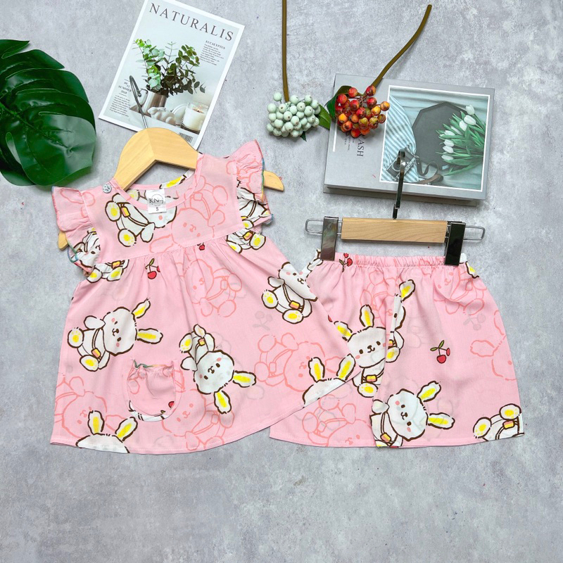 Bộ tole/lanh bé gái cánh tiên quần đùi - KN Kids