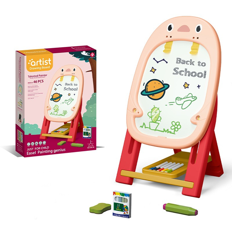 Bảng Vẽ Thông Minh 2 Mặt, Bảng Cánh Cụt Hút Nam Châm Kèm Phấn & Bút Màu 46 Chi Tiết Cho Bé - Embé Mỡ