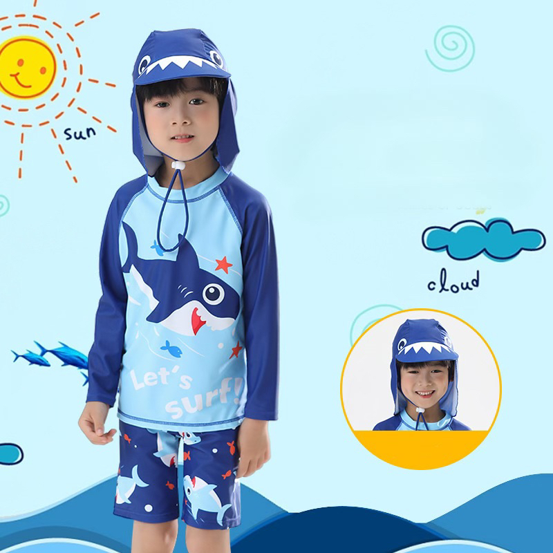 Đồ bơi cho bé trai quần áo rời tay dài 11-35kg