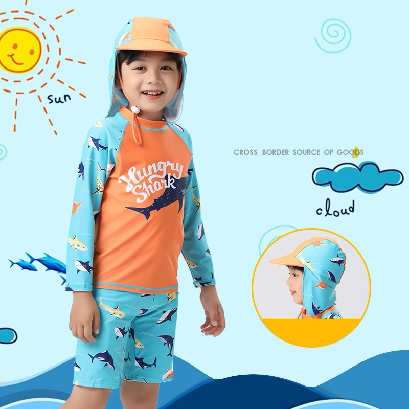 Đồ bơi cho bé trai quần áo rời tay dài 11-35kg