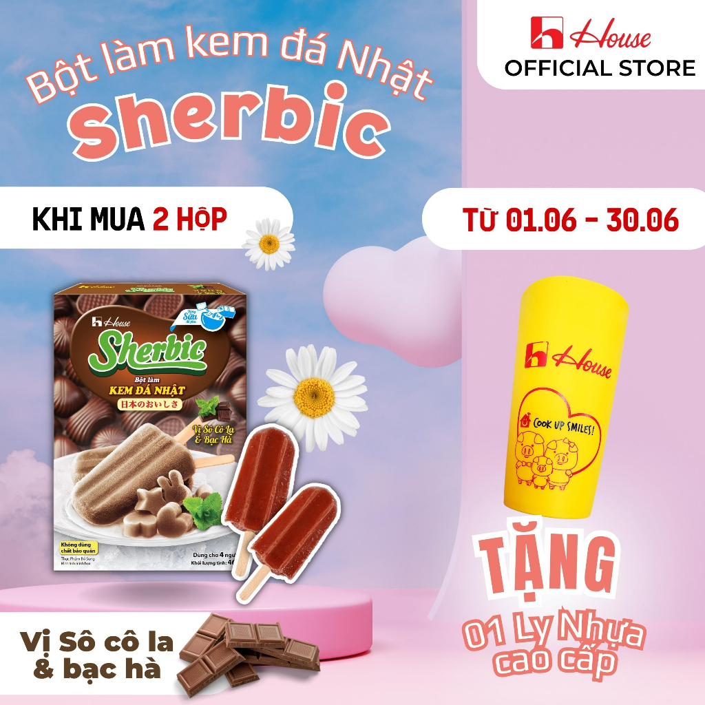 Bột làm kem đá Nhật Sherbic socola bạc hà - Ngọt mát vị socola bạc hà