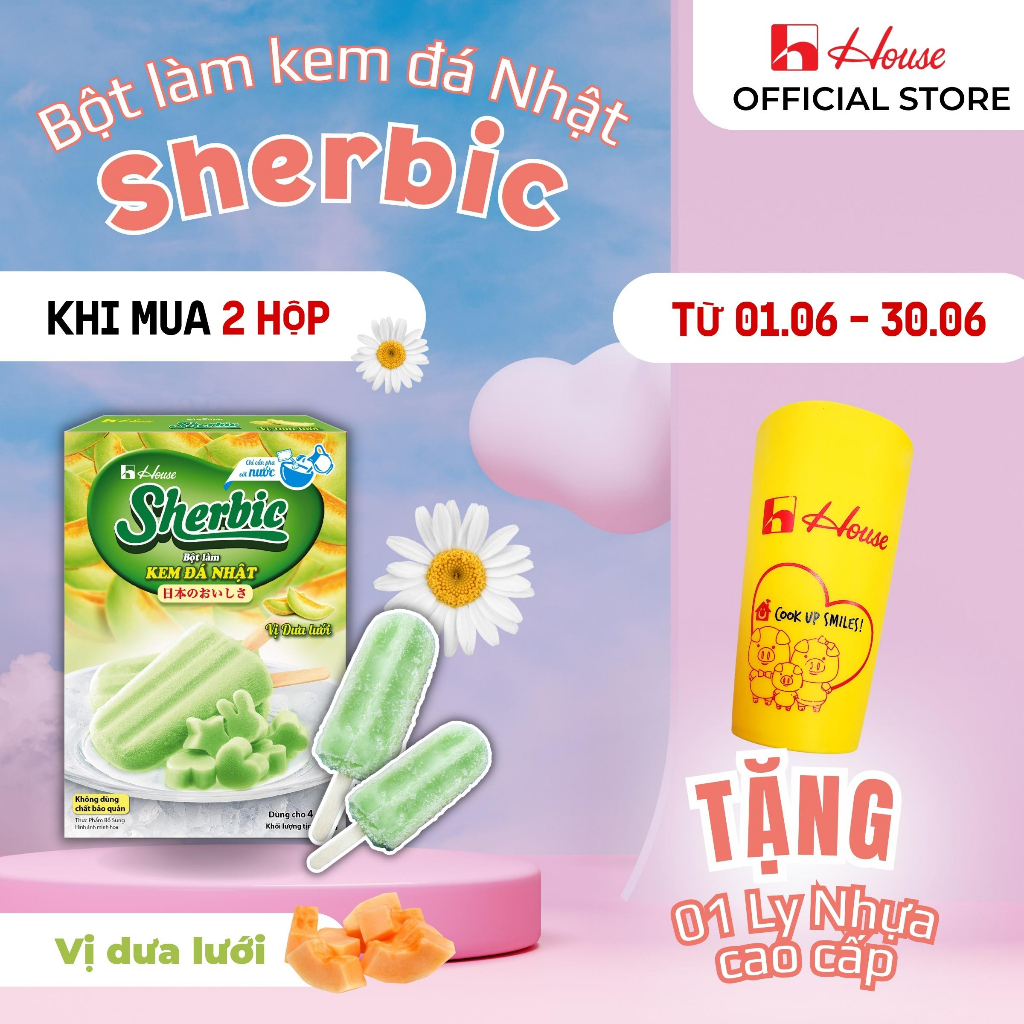 Bột làm kem đá Nhật Sherbic vị dưa lưới - Ngọt tươi mát vị dưa lưới