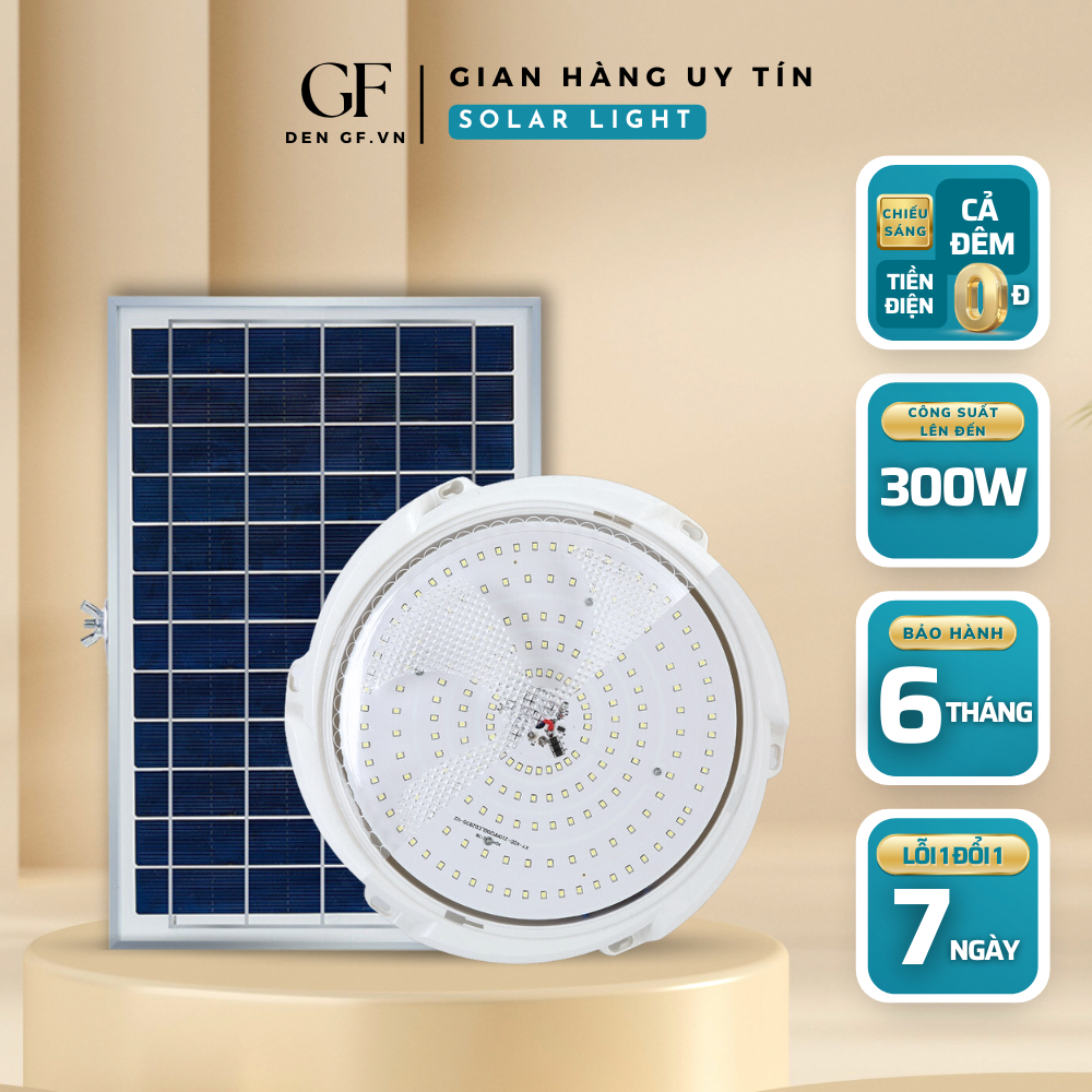 Đèn Ốp Trần Năng Lượng Mặt Trời, Đèn Led Ốp Tường Kèm Điều Khiển, Cống Suất 100W 200W 300W | BH 6 Tháng |