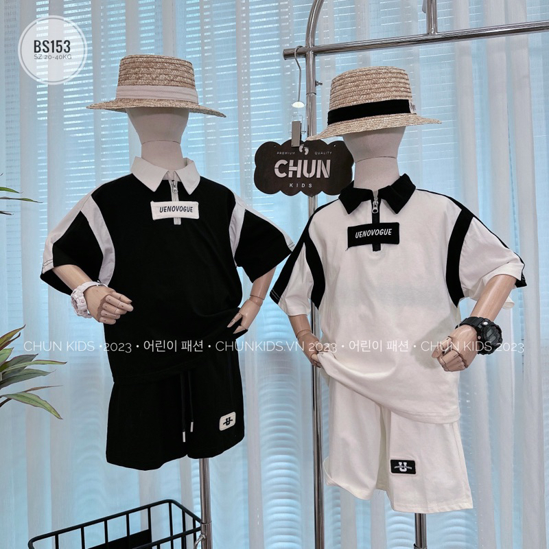 BS153 - SET polo cổ khóa tag ngực UENOVOGUE cho Bé