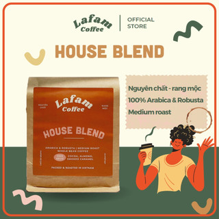 Cà phê nguyên chất rang mộc 100% Robusta & Arabica | Lafam Coffee 'House Blend' | Túi 250g, pha phin, pha máy