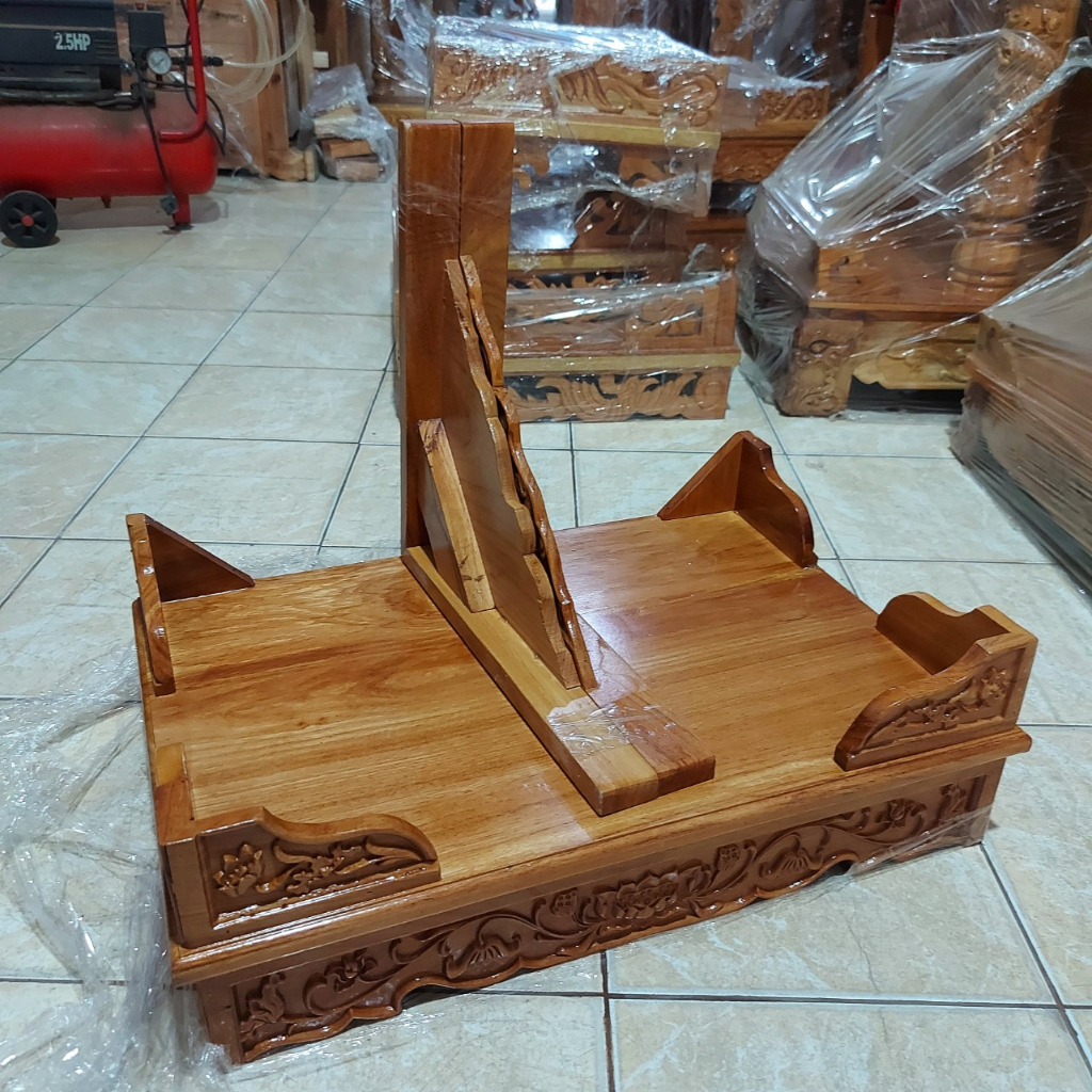 Bàn thờ treo tường Chạm khắc hoa sen ,trang treo gỗ gõ, bàn thờ gỗ gõ đỏ cao cấp ngang 60cm - 80cm