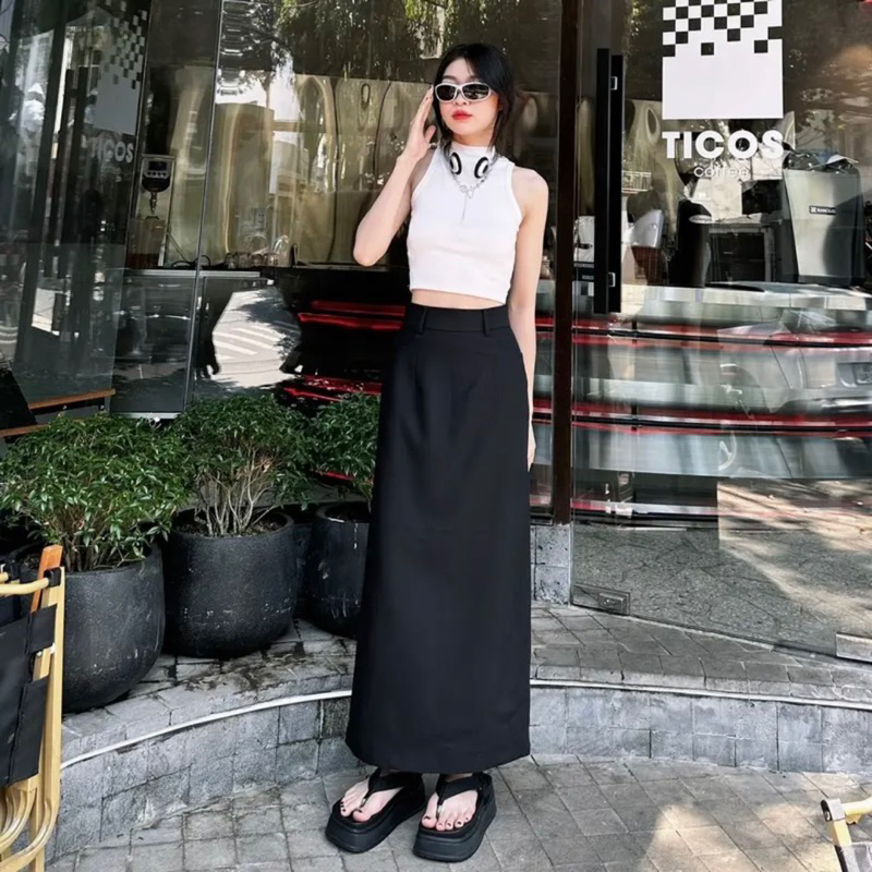Chân váy xuông dài túi mổ 93cm