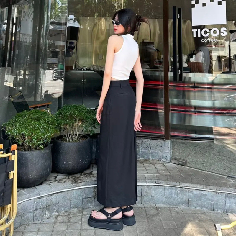 Chân váy xuông dài túi mổ 93cm