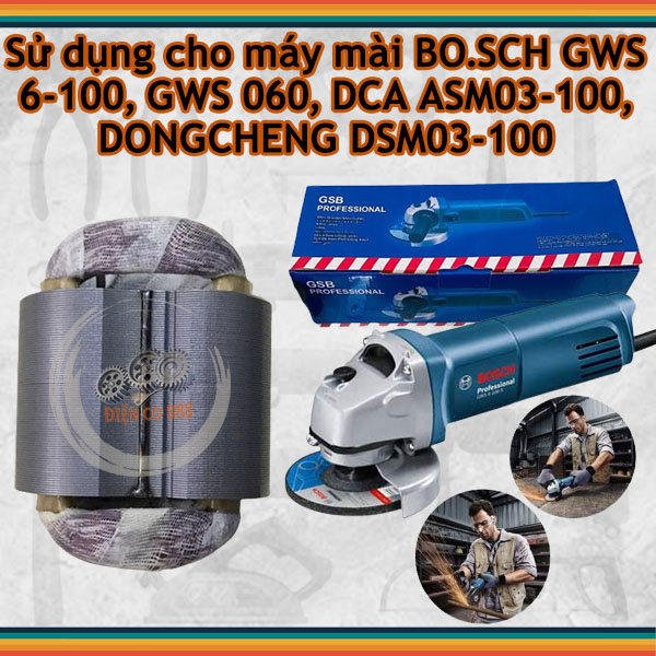 Cuộn stator sườn máy mài BOS.CH GWS 6-100, GWS 6-125, GWS 060, GWS 8-125, GWS 5-100 dây đồng 220V